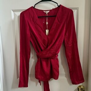 Max Studio Vibrant Red Wrap Blouse